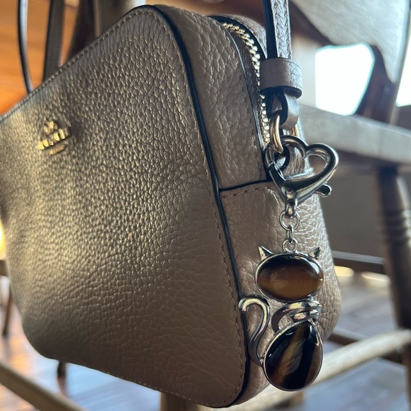 Tigers Eye Cat Keyring Charm Tigers Eye Cat Bag Charm Kitty Cat Crystal Charm - Picture 3 of 3